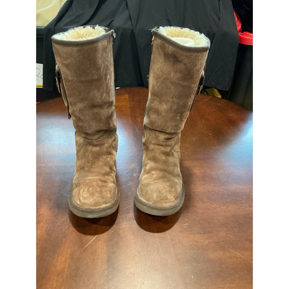 UGG Retro Cargo 1895 Size 8 Brown Suede Sheepskin Lining Side Pocket Buckle Zip - Picture 8 of 14